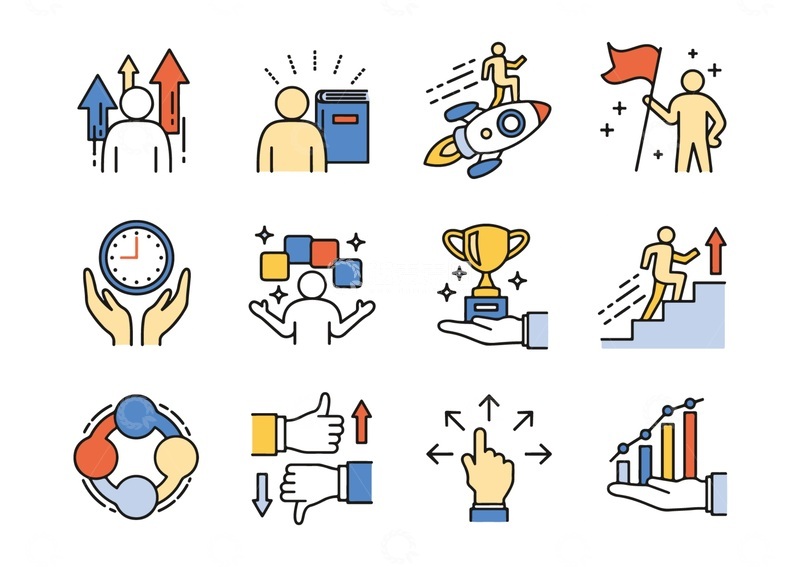 源文件下载【趣麦麦图】简约风格职场成长图标集