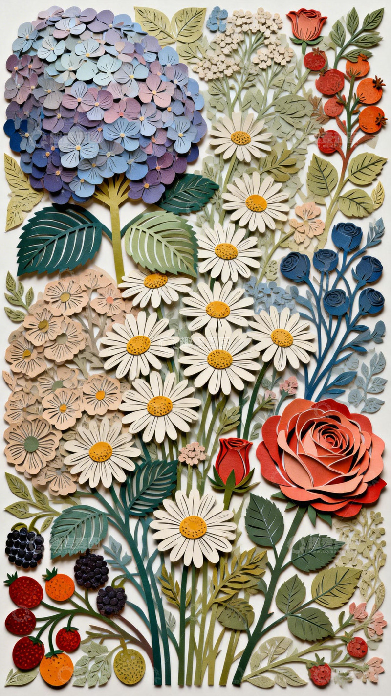 高清大图下载【趣麦麦图】纸艺花卉装饰画
