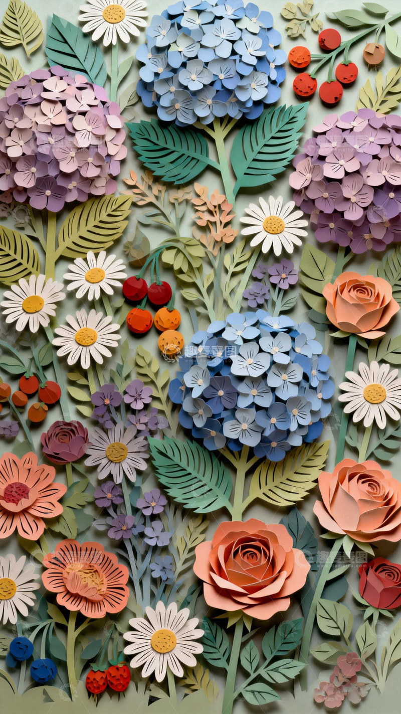 高清大图下载【趣麦麦图】纸艺繁花盛宴艺术装饰