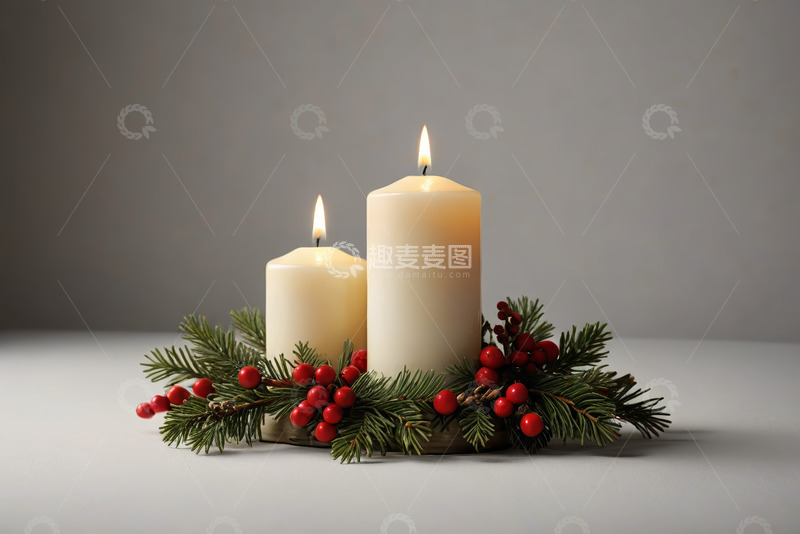 高清大图下载【趣麦麦图】装饰蜡烛燃烧特写