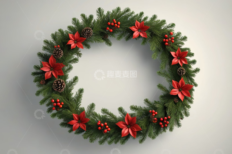高清大图下载【趣麦麦图】圣诞花环装饰