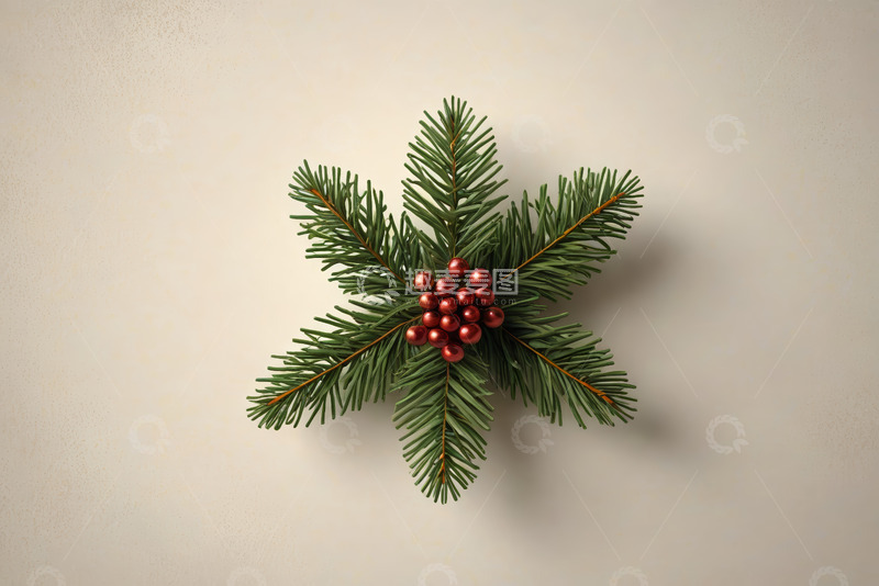 高清大图下载【趣麦麦图】圣诞松枝浆果装饰素材