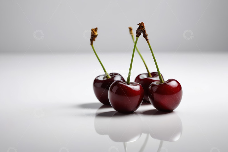 高清大图下载【趣麦麦图】四颗新鲜车厘子特写