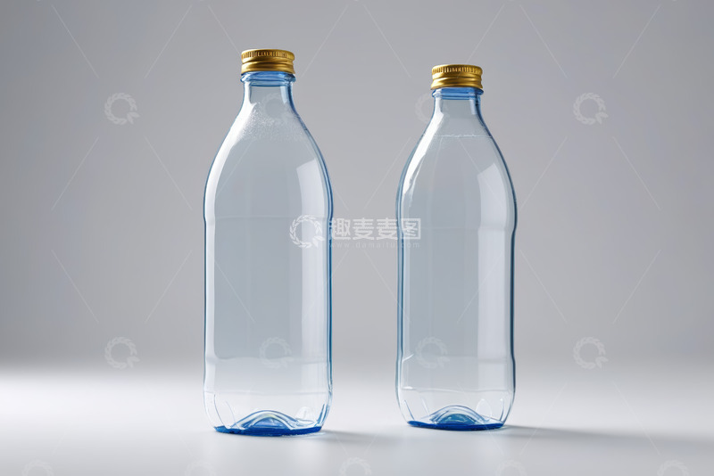 高清大图下载【趣麦麦图】透明塑料瓶带金色瓶盖特写