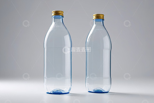 透明塑料瓶带金色瓶盖特写