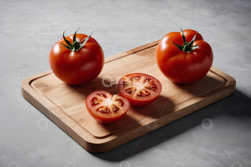 高清大图下载【趣麦麦图】砧板上的新鲜番茄