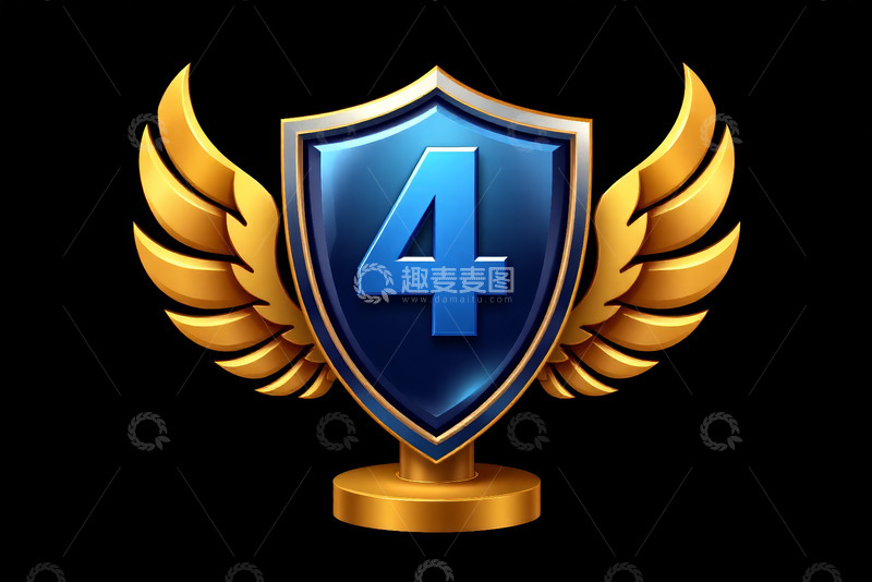 高清大图下载【趣麦麦图】粉色带翅膀六边形数字4图标