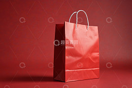 红色背景下的购物袋特写