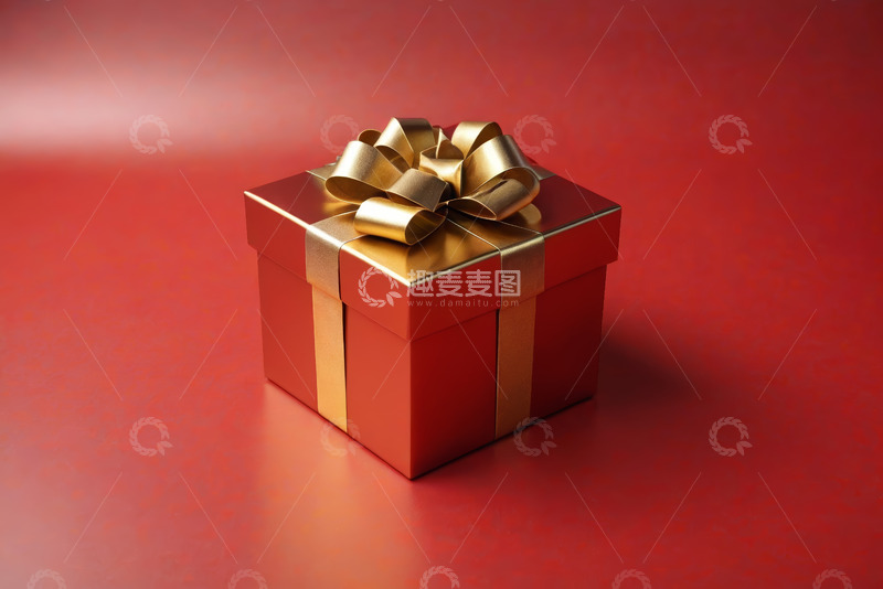 高清大图下载【趣麦麦图】红色礼盒配金色蝴蝶结