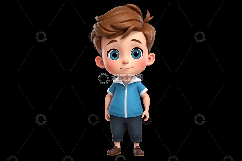 卡通女孩休闲站立形象