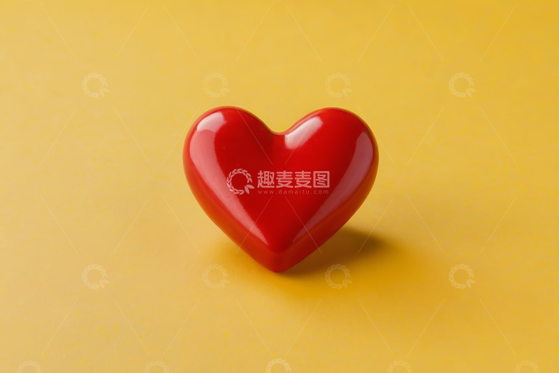 高清大图下载【趣麦麦图】黄色背景上的红色爱心