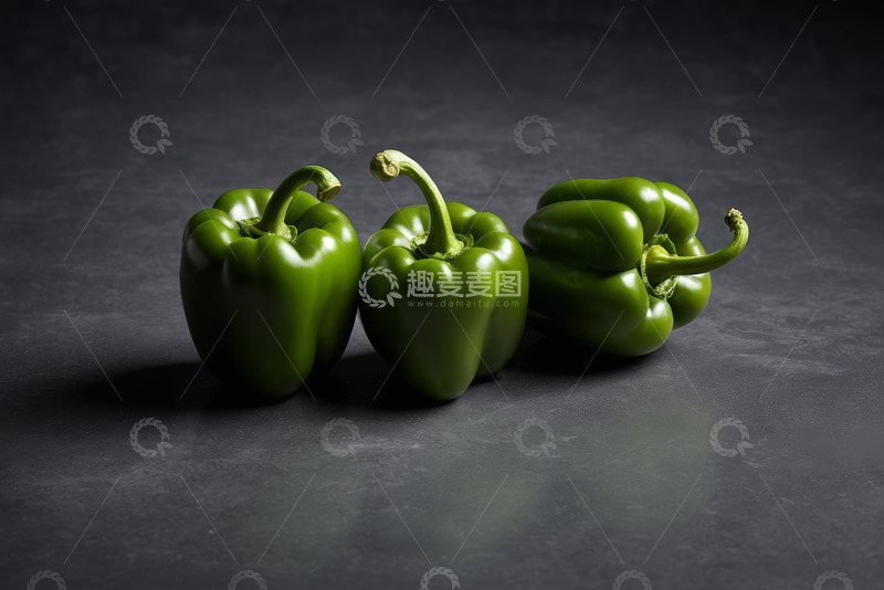 高清大图下载【趣麦麦图】三颗绿色甜椒静物特写