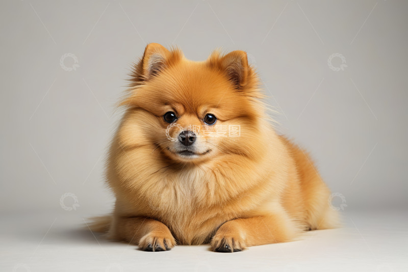 高清大图下载【趣麦麦图】趴着的棕色博美犬宠物素材