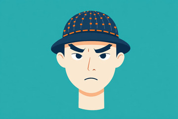 戴红礼帽卡通男人头像