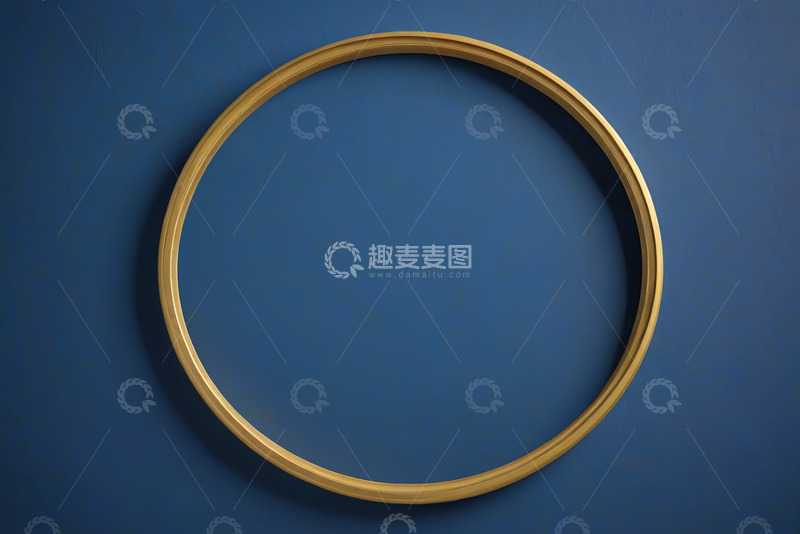 高清大图下载【趣麦麦图】蓝色背景上的金色圆形框架