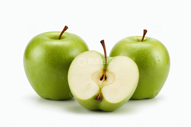 高清大图下载【趣麦麦图】青苹果及半切青苹果静物