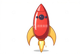浅蓝色卡通火箭模型