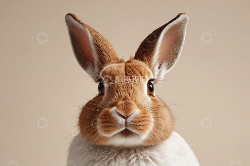 高清大图下载【趣麦麦图】特写可爱兔子正面肖像