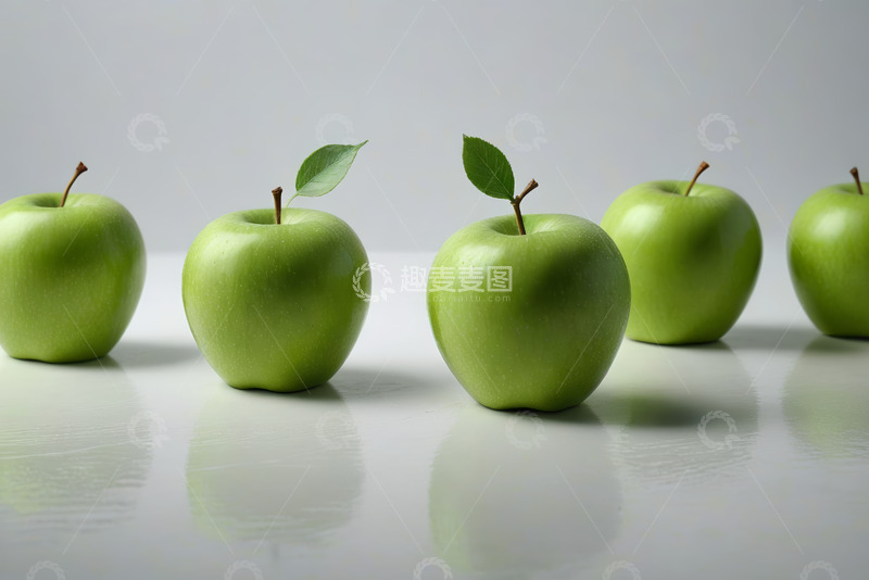 高清大图下载【趣麦麦图】排列整齐的青苹果静物