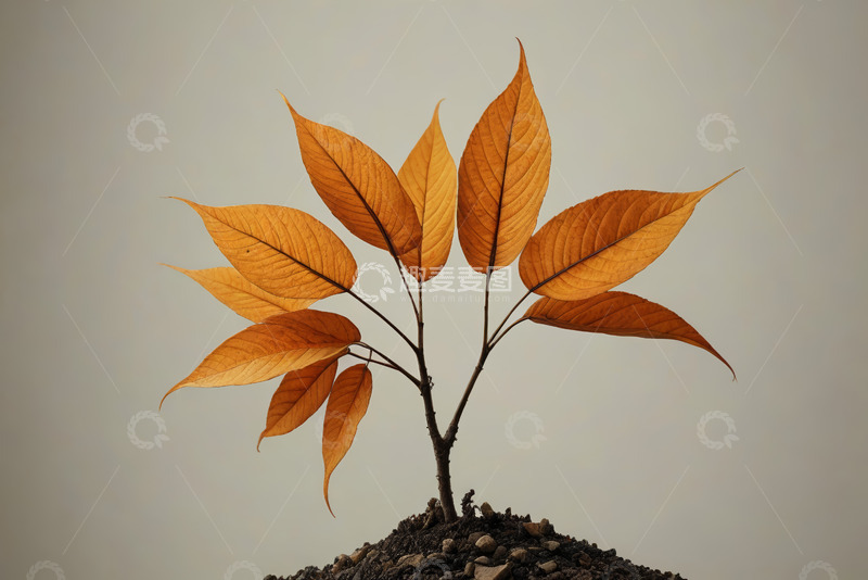 高清大图下载【趣麦麦图】橙黄色叶片植物特写