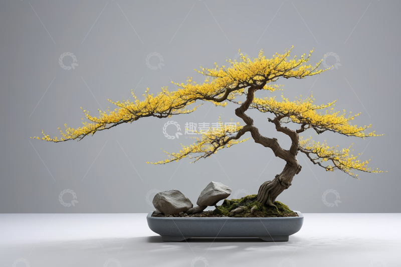 高清大图下载【趣麦麦图】黄色花朵盆景植物特写