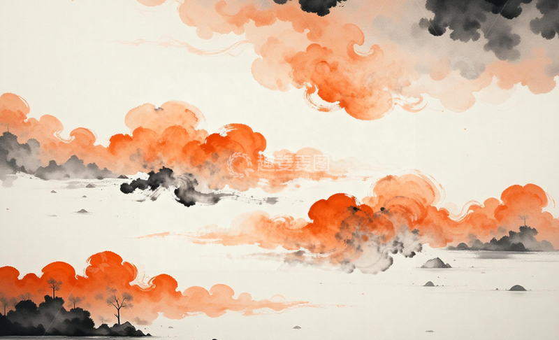 高清大图下载【趣麦麦图】水彩云彩风景装饰画