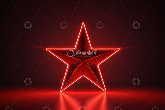 红色发光五角星图像