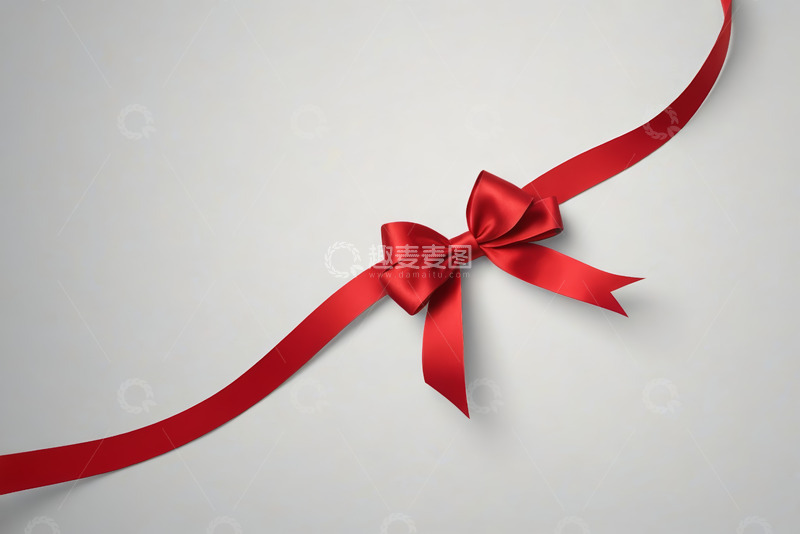 高清大图下载【趣麦麦图】红色丝带蝴蝶结装饰素材