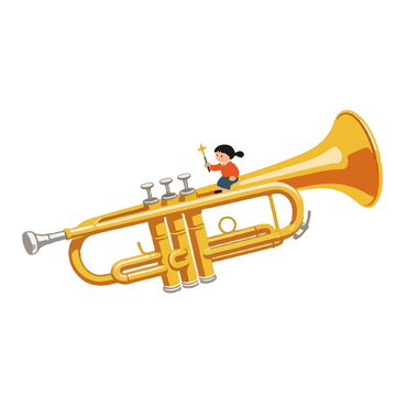 卡通小女孩与大号插画