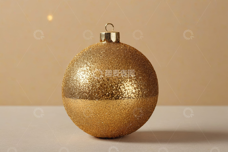 高清大图下载【趣麦麦图】金色圣诞装饰球特写