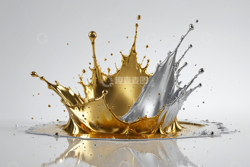 高清大图下载【趣麦麦图】金银液体飞溅特写