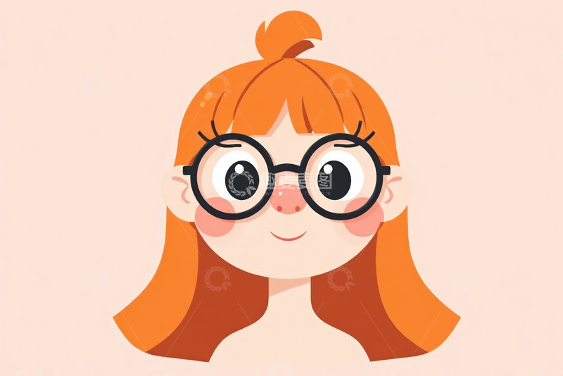 高清大图下载【趣麦麦图】戴橙帽闭眼卡通女孩