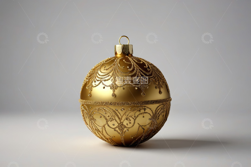 高清大图下载【趣麦麦图】金色圣诞装饰球特写