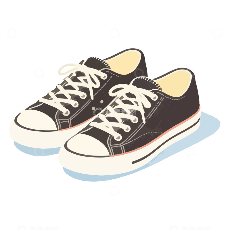 源文件下载【趣麦麦图】简约风帆布鞋插画