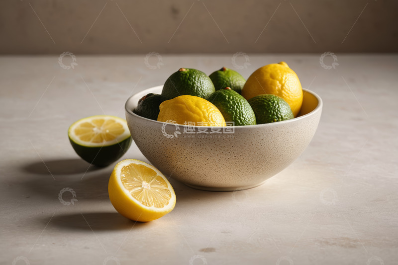 高清大图下载【趣麦麦图】碗中柠檬与青柠静物