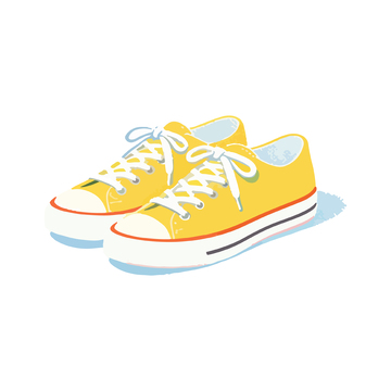 鲜艳黄色帆布鞋插画