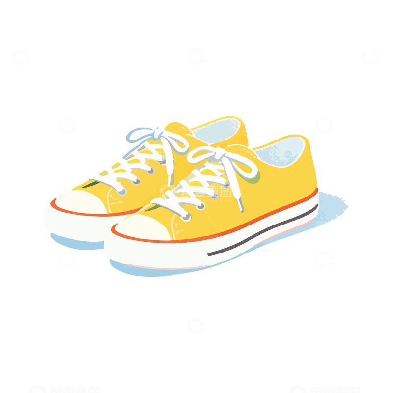 源文件下载【趣麦麦图】鲜艳黄色帆布鞋插画