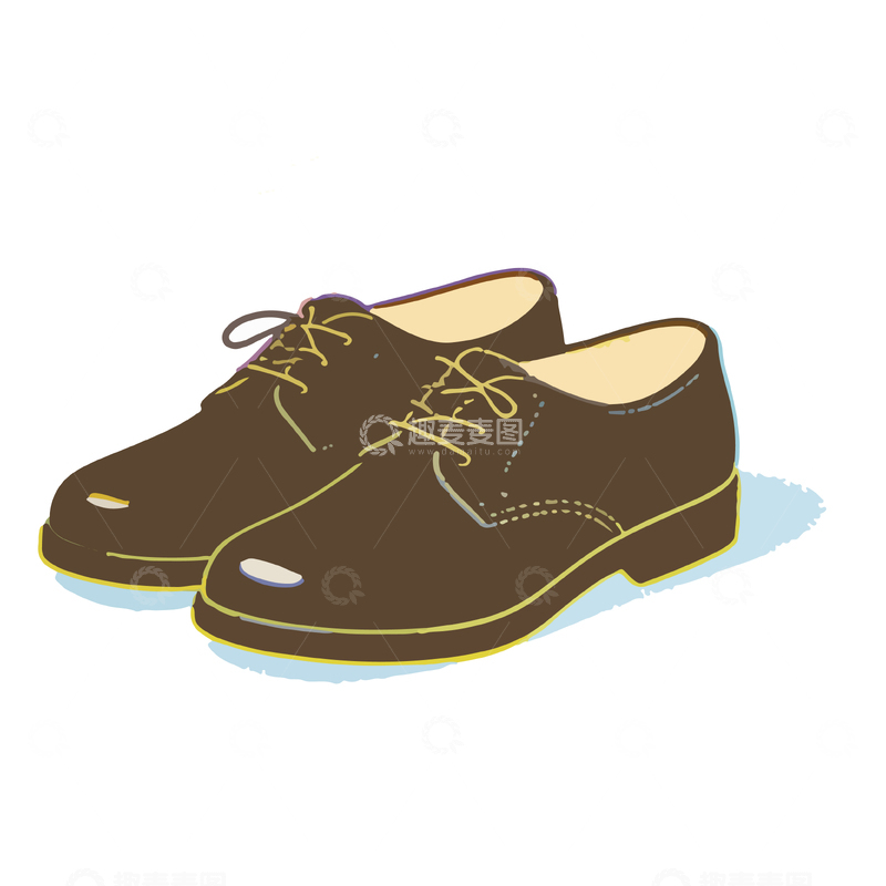 源文件下载【趣麦麦图】插画风格男士皮鞋设计素材