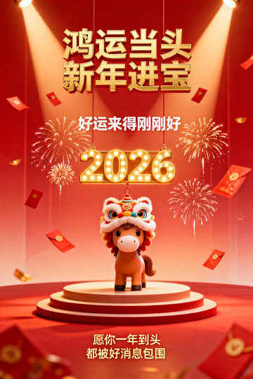 鸿运当头新年进宝祝福海报