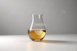 透明玻璃杯中盛有黄色液体