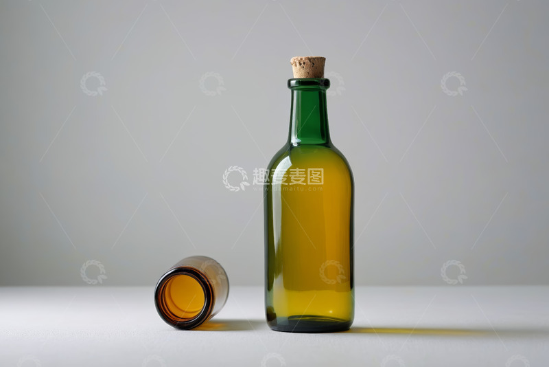 高清大图下载【趣麦麦图】绿色玻璃瓶及瓶塞静物