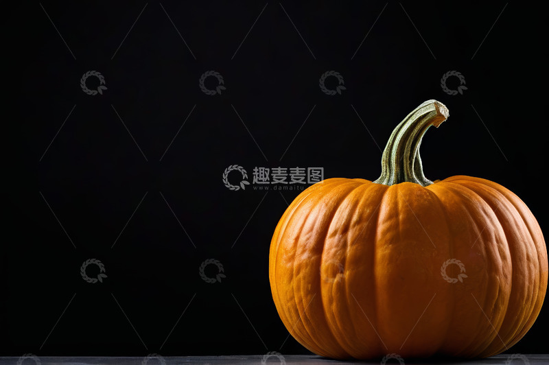 高清大图下载【趣麦麦图】黑色背景上的单个南瓜