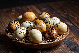 木盘内鹌鹑蛋特写