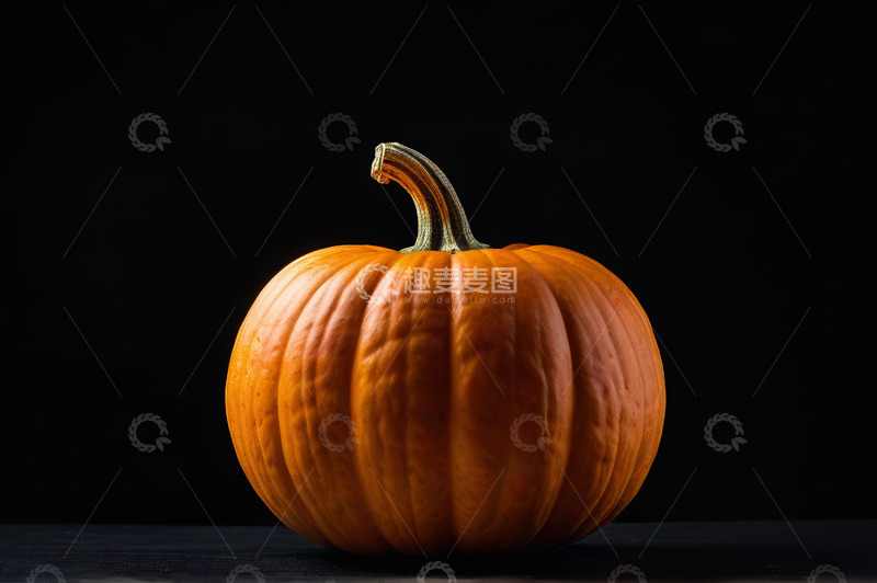高清大图下载【趣麦麦图】黑色背景下的橙色南瓜