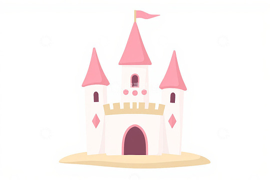 卡通风格粉色城堡插画