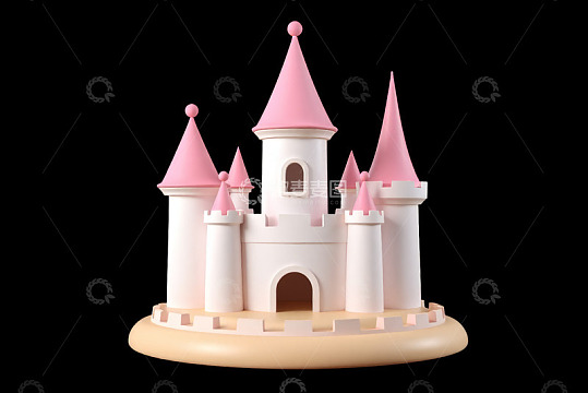 卡通风格粉色城堡插画素材
