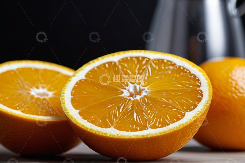 高清大图下载【趣麦麦图】切开的新鲜橙子静物特写