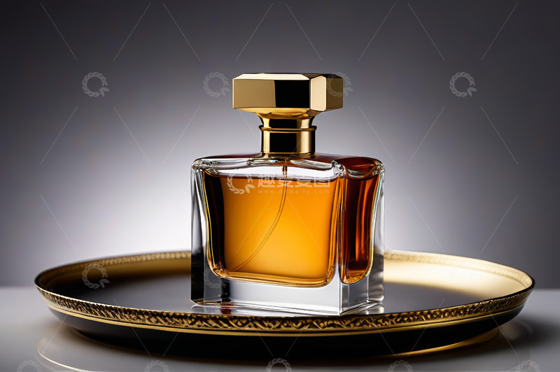 高清大图下载【趣麦麦图】托盘上的玻璃香水瓶特写