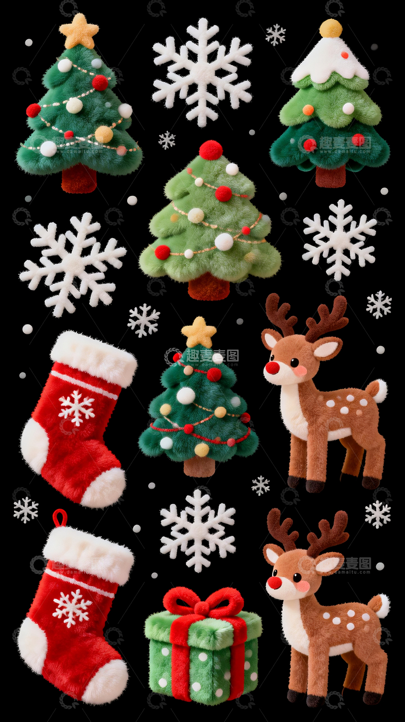 源文件下载【趣麦麦图】3d毛绒圣诞元素10