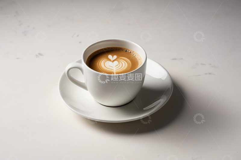 高清大图下载【趣麦麦图】白色杯碟装的拉花咖啡